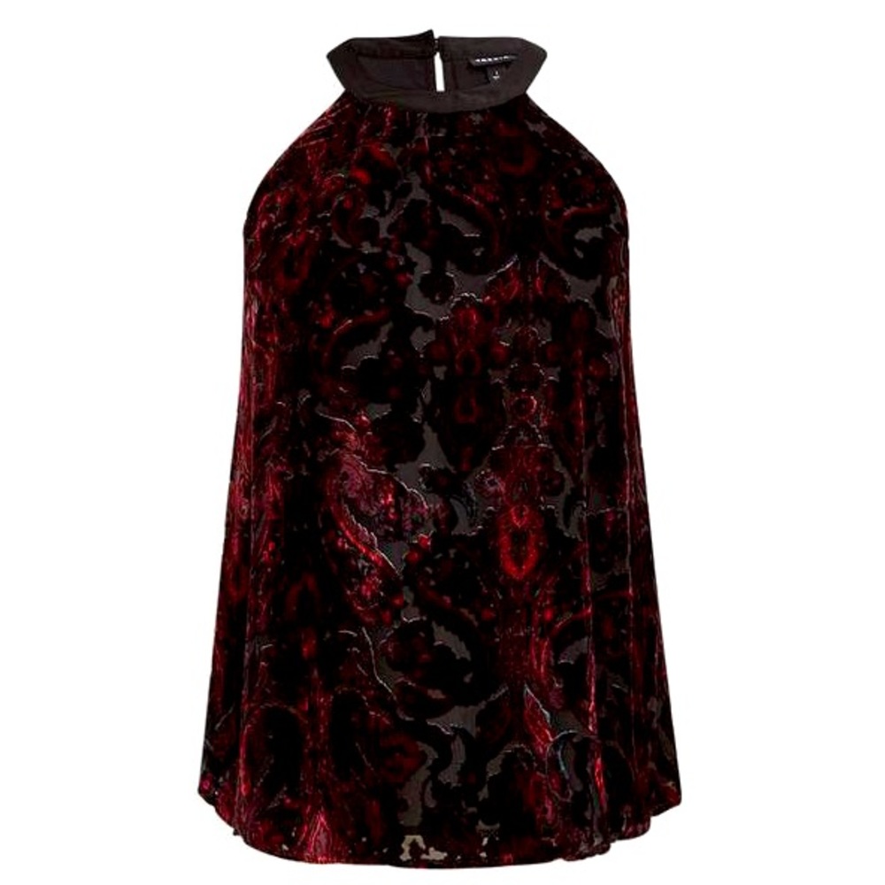 Torrid Halter Burnout Velvet Paisley Tunic Tank, Sz 0x